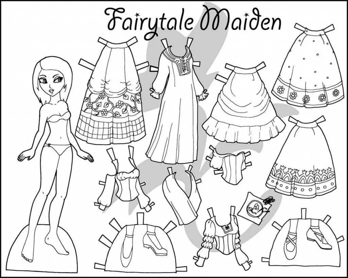Adorable paper dolls with clothes for carving a girl