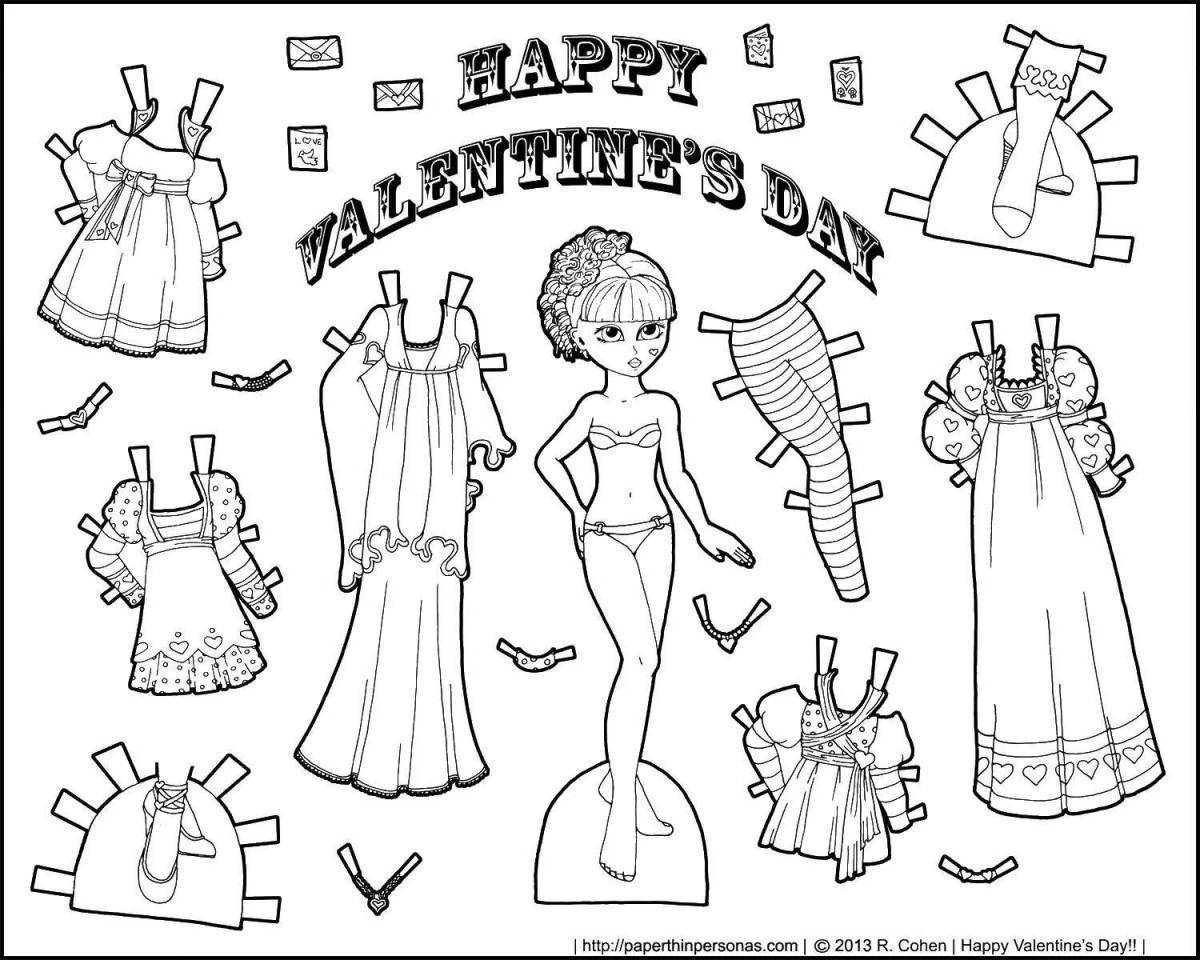 Cute paper dolls with clothes for girl carving