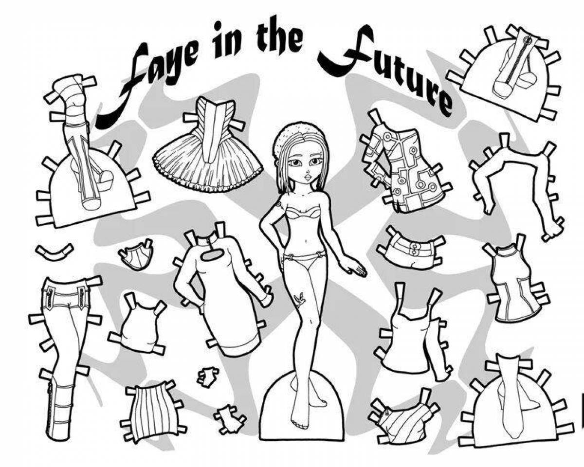 Стильные бумажные куклы с одеждой для вырезания девочки