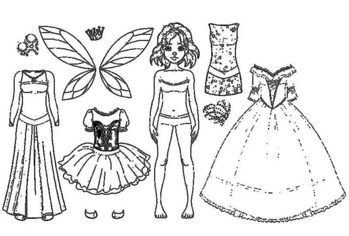 Playful paper dolls with girl carving clothes