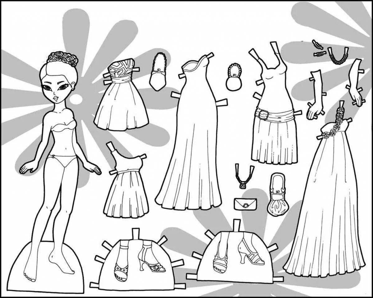 Fancy paper dolls with clothes for girl carving
