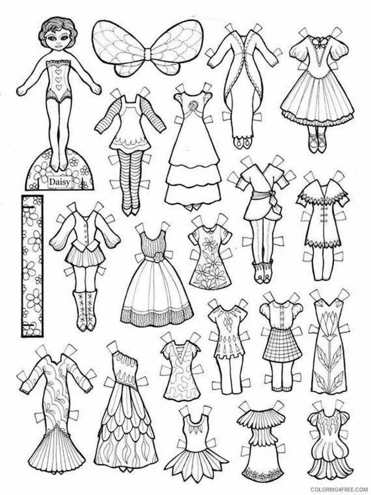 Sweet paper dolls with clothes for girl carving