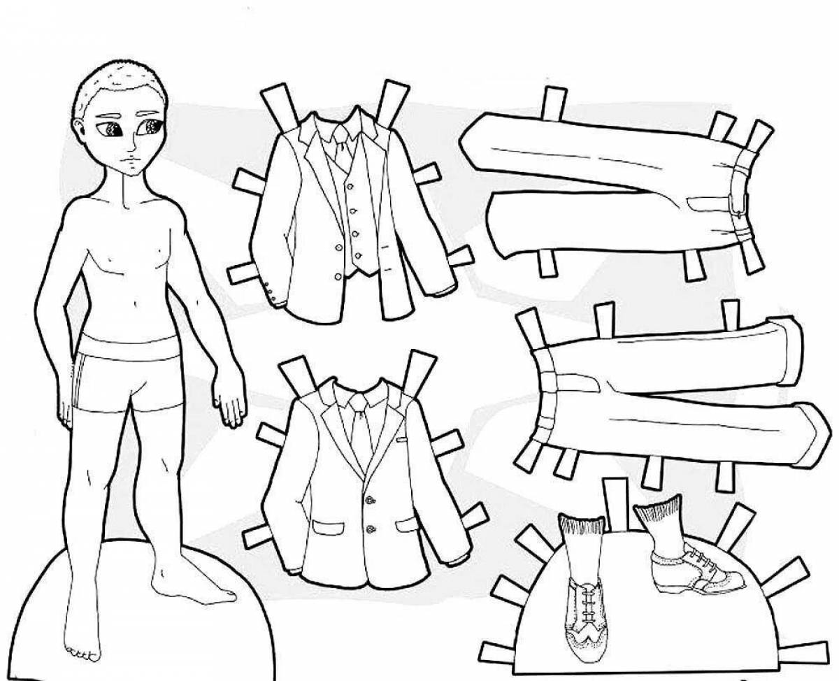 Fancy paper dolls with girl carving clothes