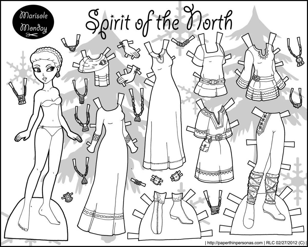 Detailed paper dolls with clothes for carving a girl