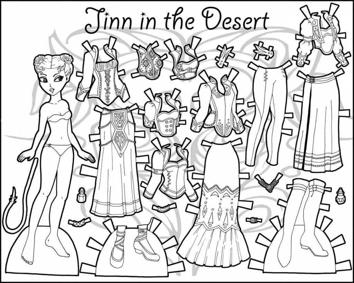 Paper dolls with clothes for carving girl #1