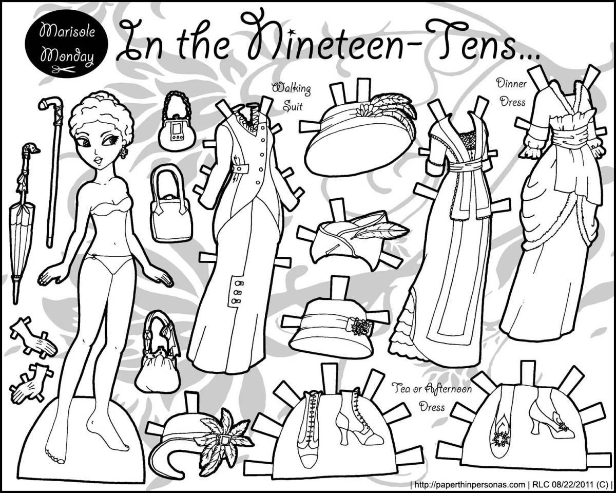 Paper dolls with clothes for carving girl #6