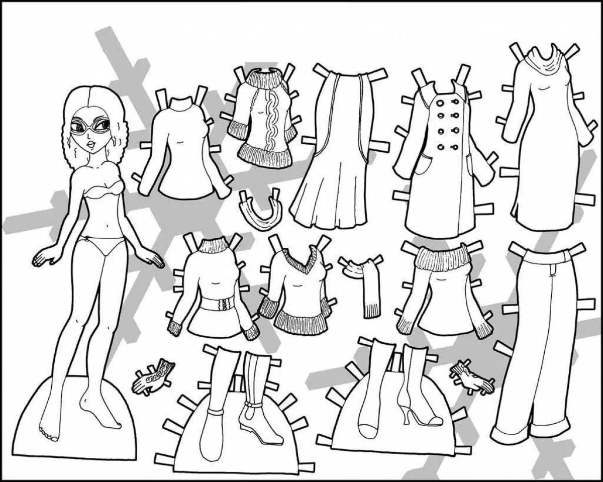 Paper dolls with clothes for carving girl #10