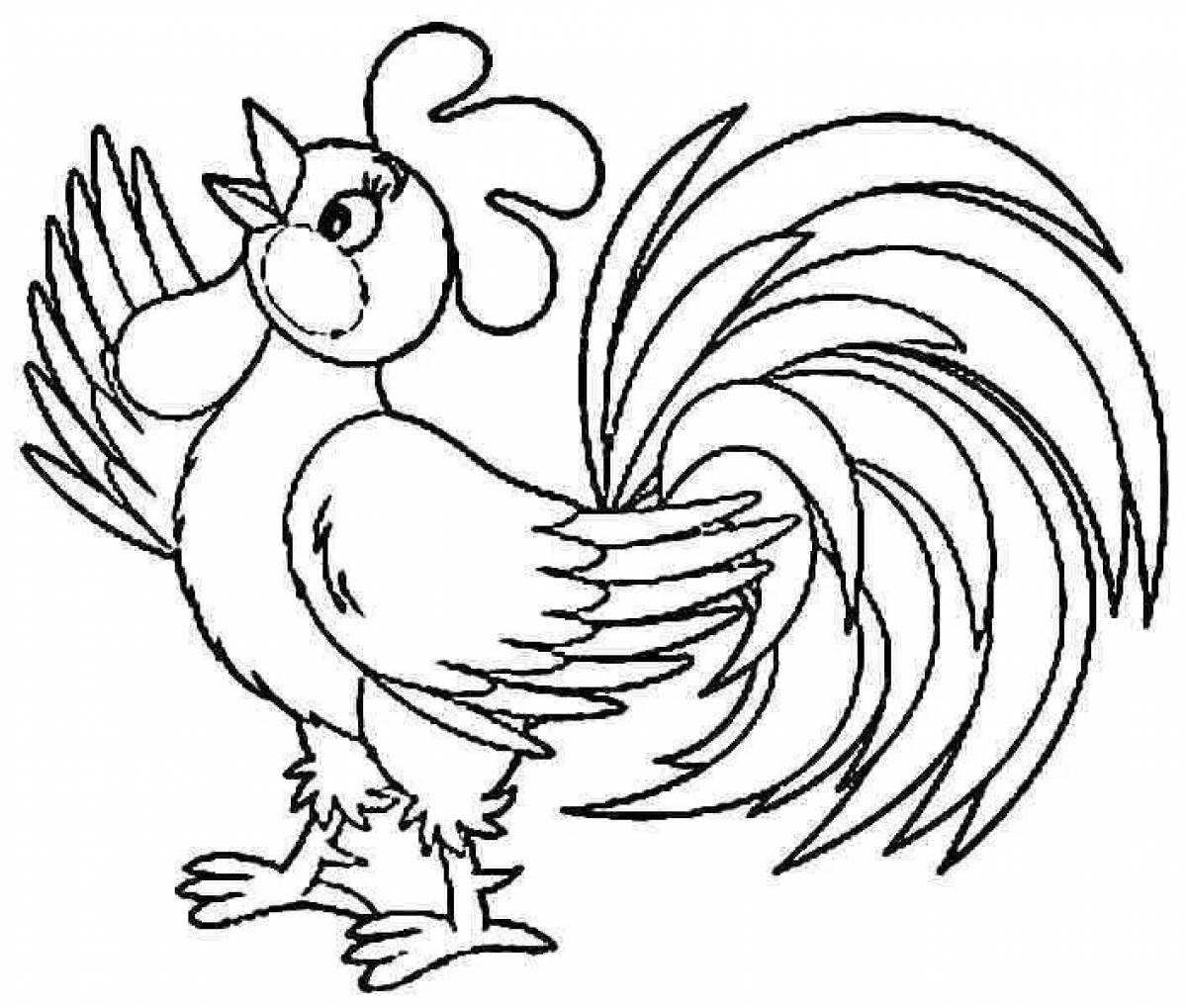 Coloring rooster for children