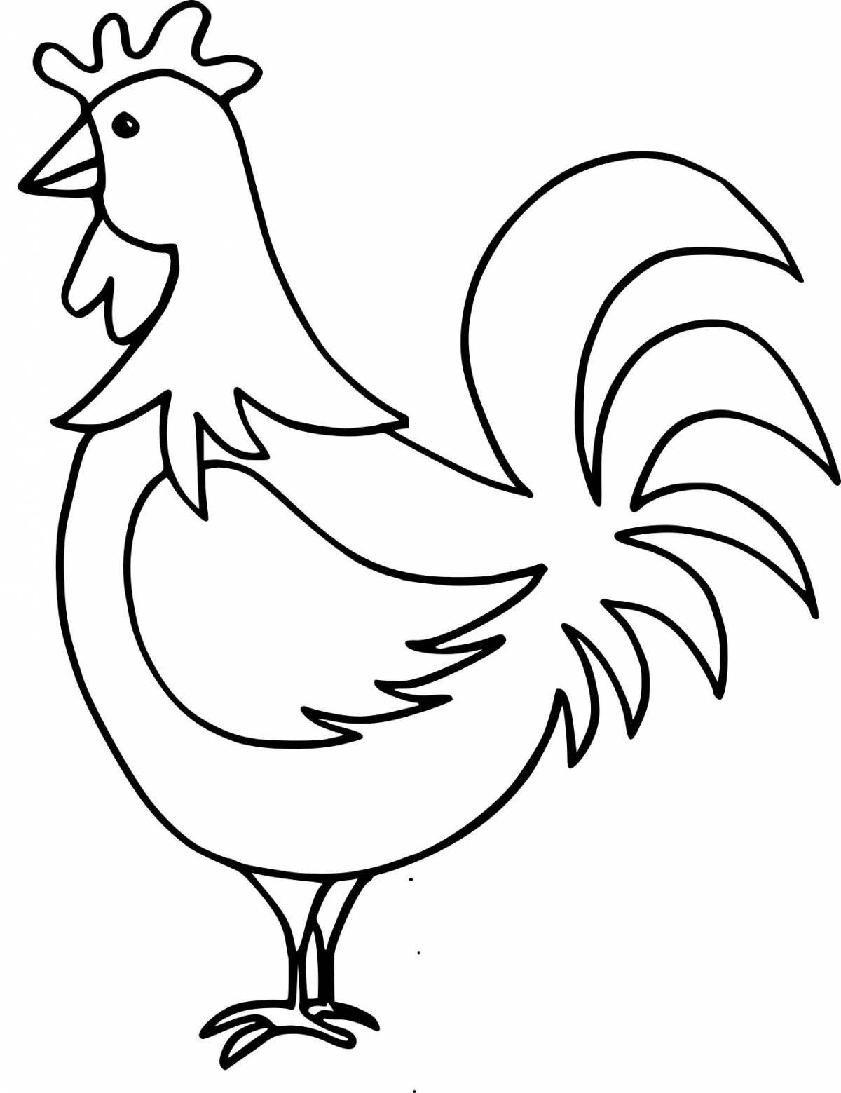 Coloring joyful rooster for children