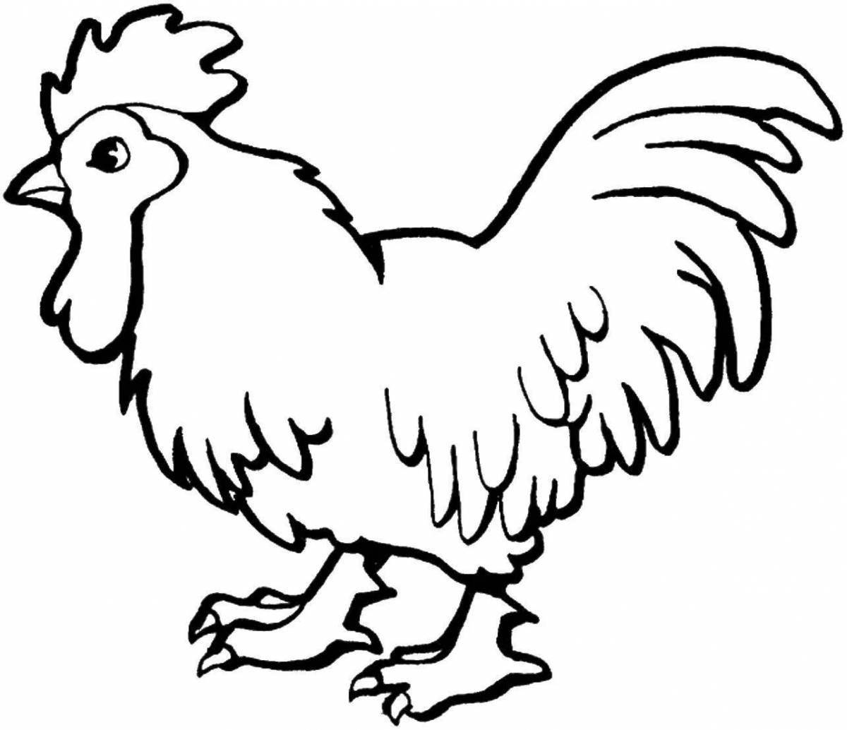 Amusing rooster coloring for kids