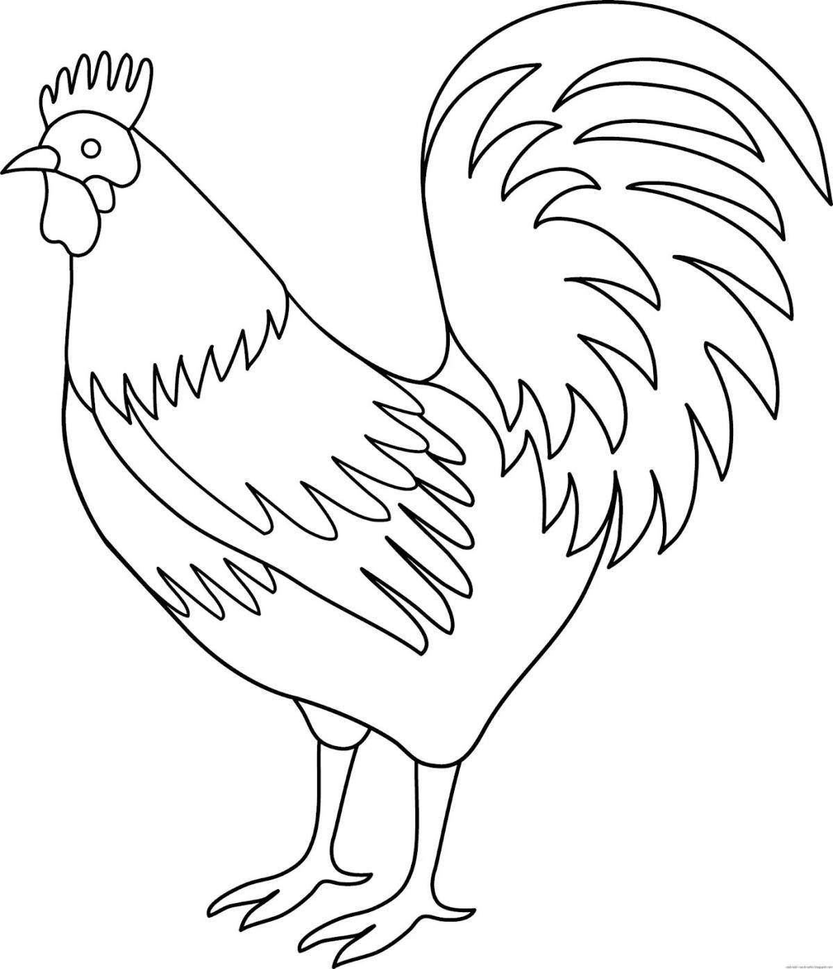 Adorable rooster coloring book for kids
