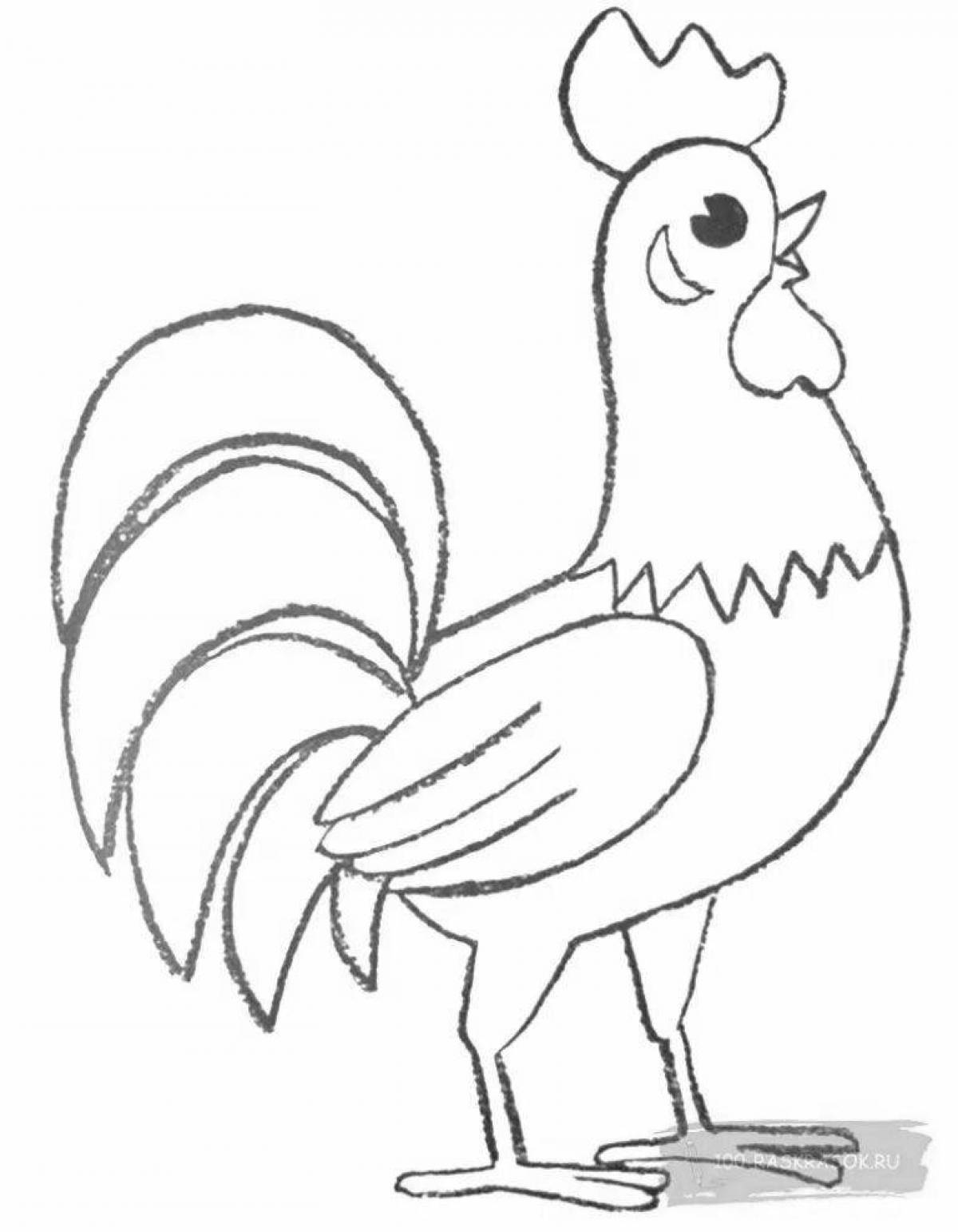 Coloring live rooster for kids
