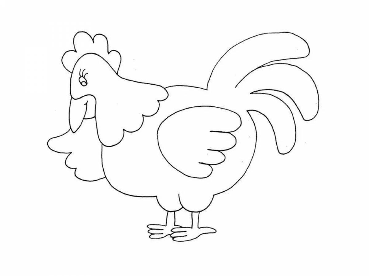 Funny rooster coloring for kids
