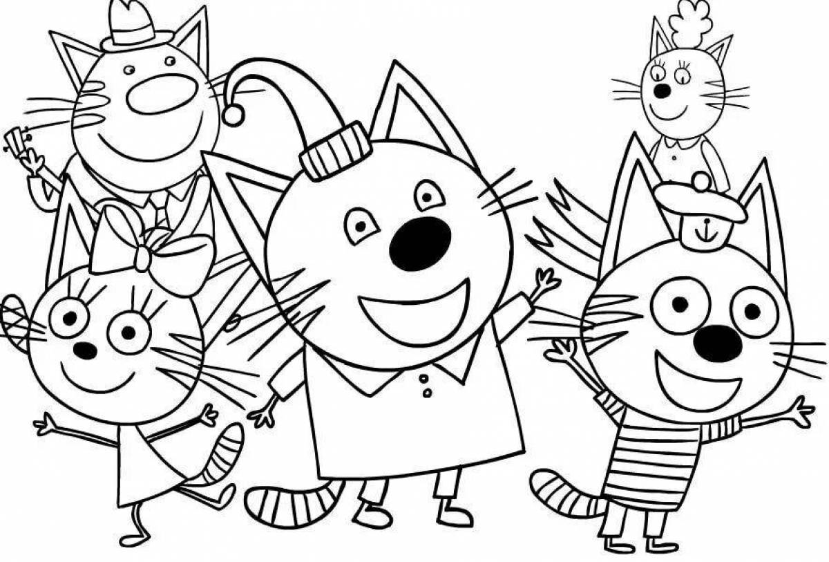 Joyful coloring 3 cats for the little ones