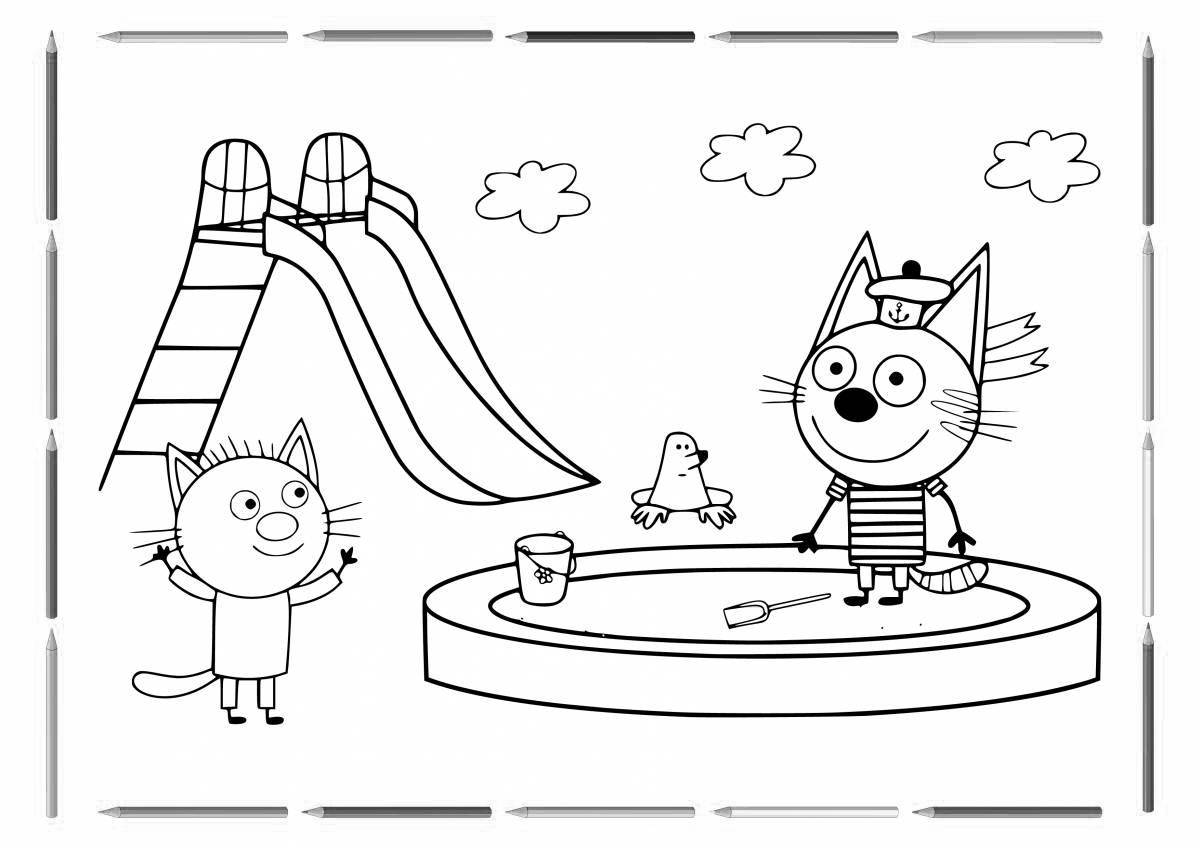 3 cats playful coloring book for kids