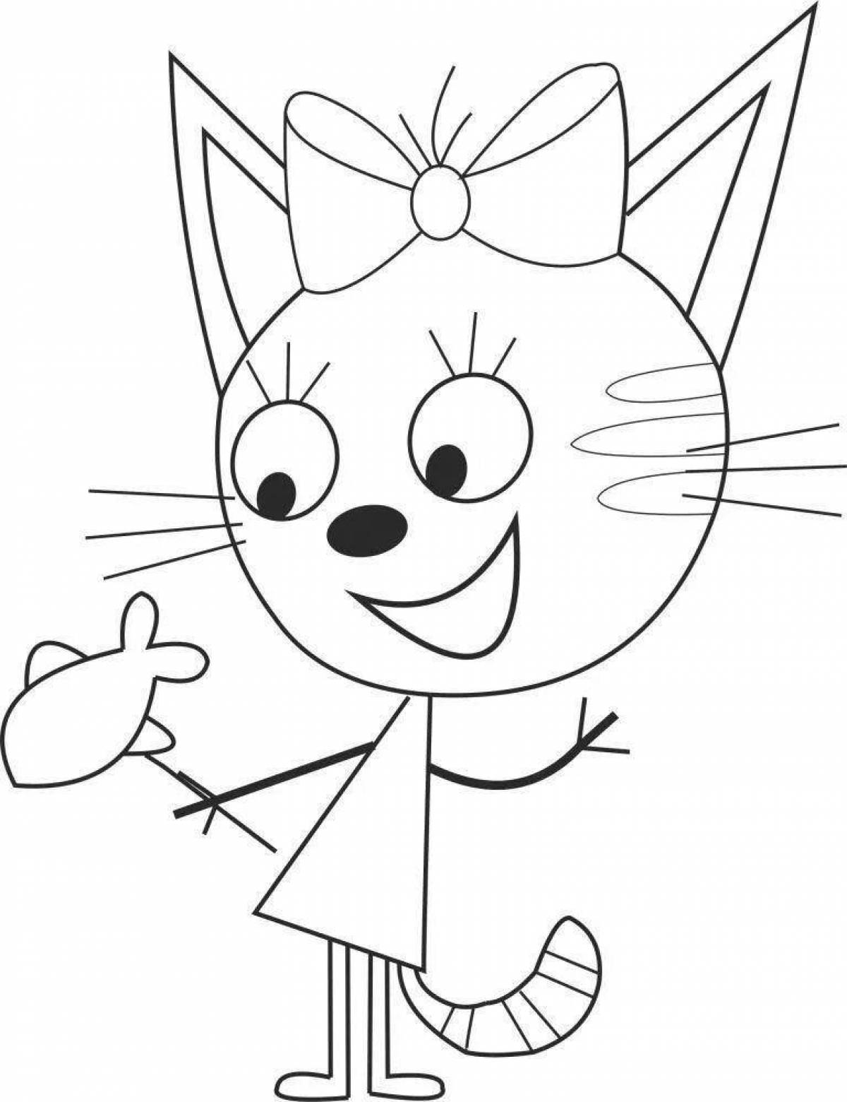 Fun 3 cats coloring page for babies