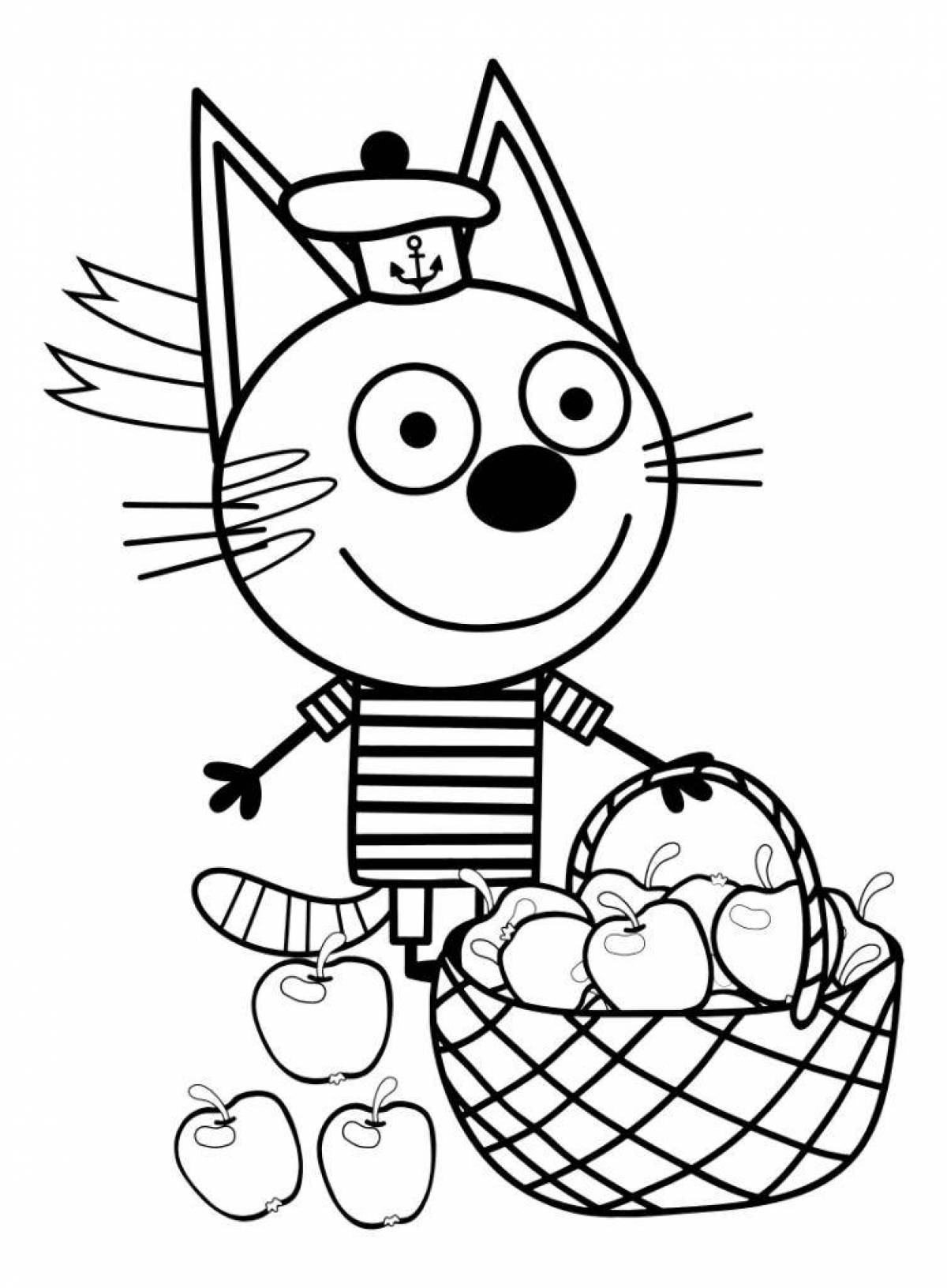 Charm 3 cats coloring page for students