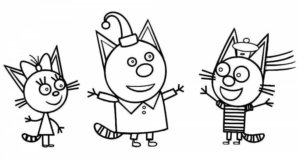 Joyful 3 cats coloring book for kids
