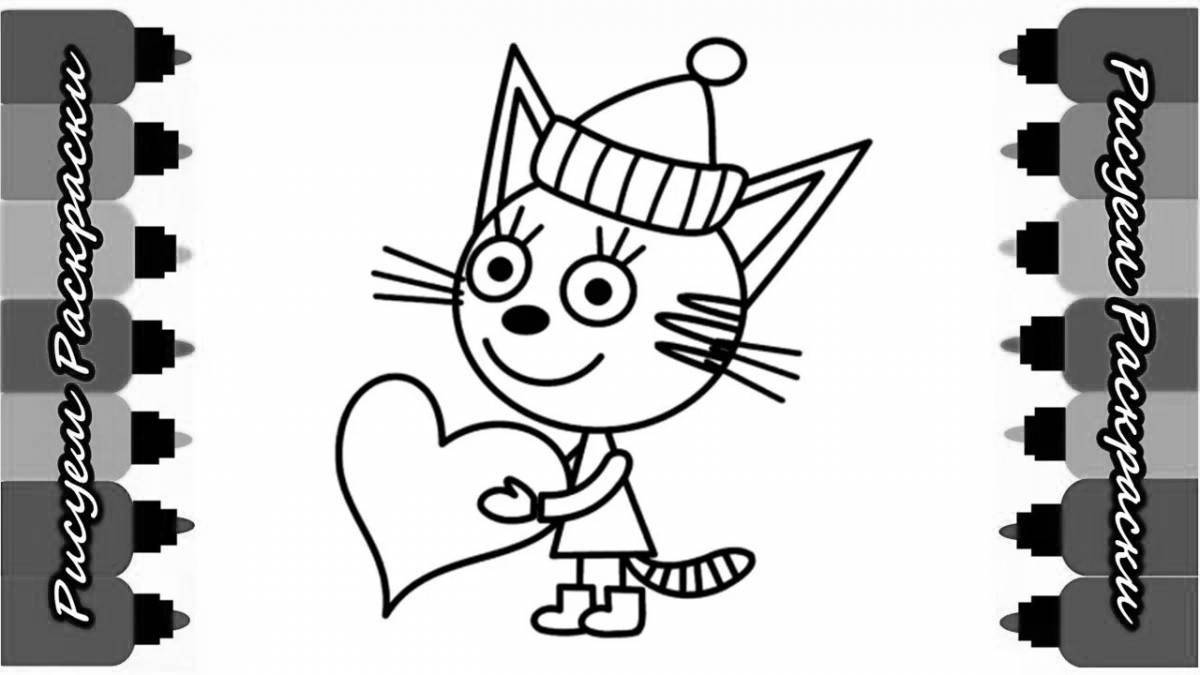 Lively 3 cats coloring pages for kids