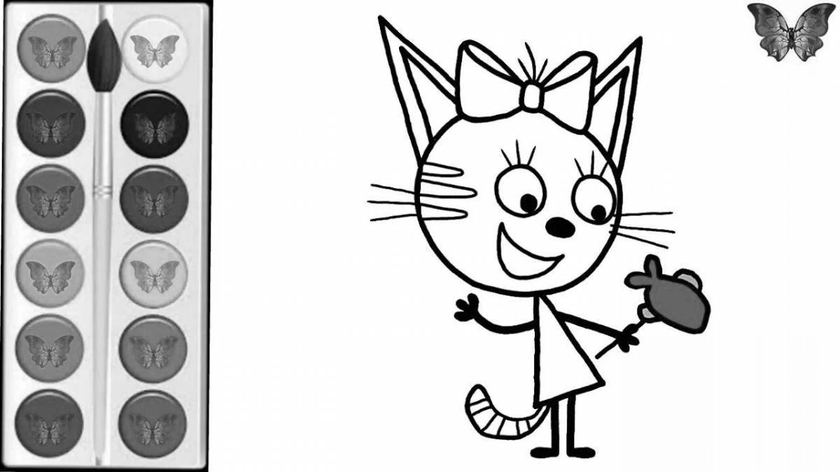 Three Cats Glitter Caramel Coloring Page