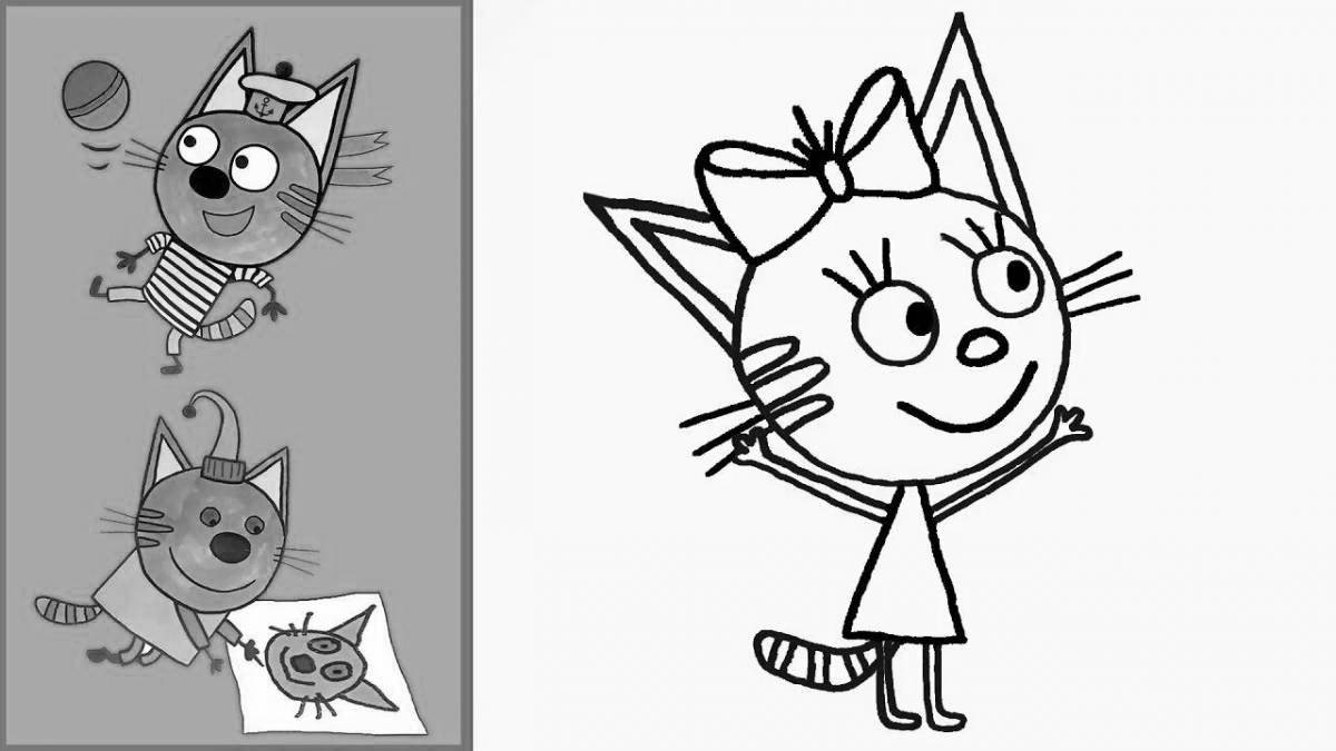 Анимированная раскраска «три кота карамель»