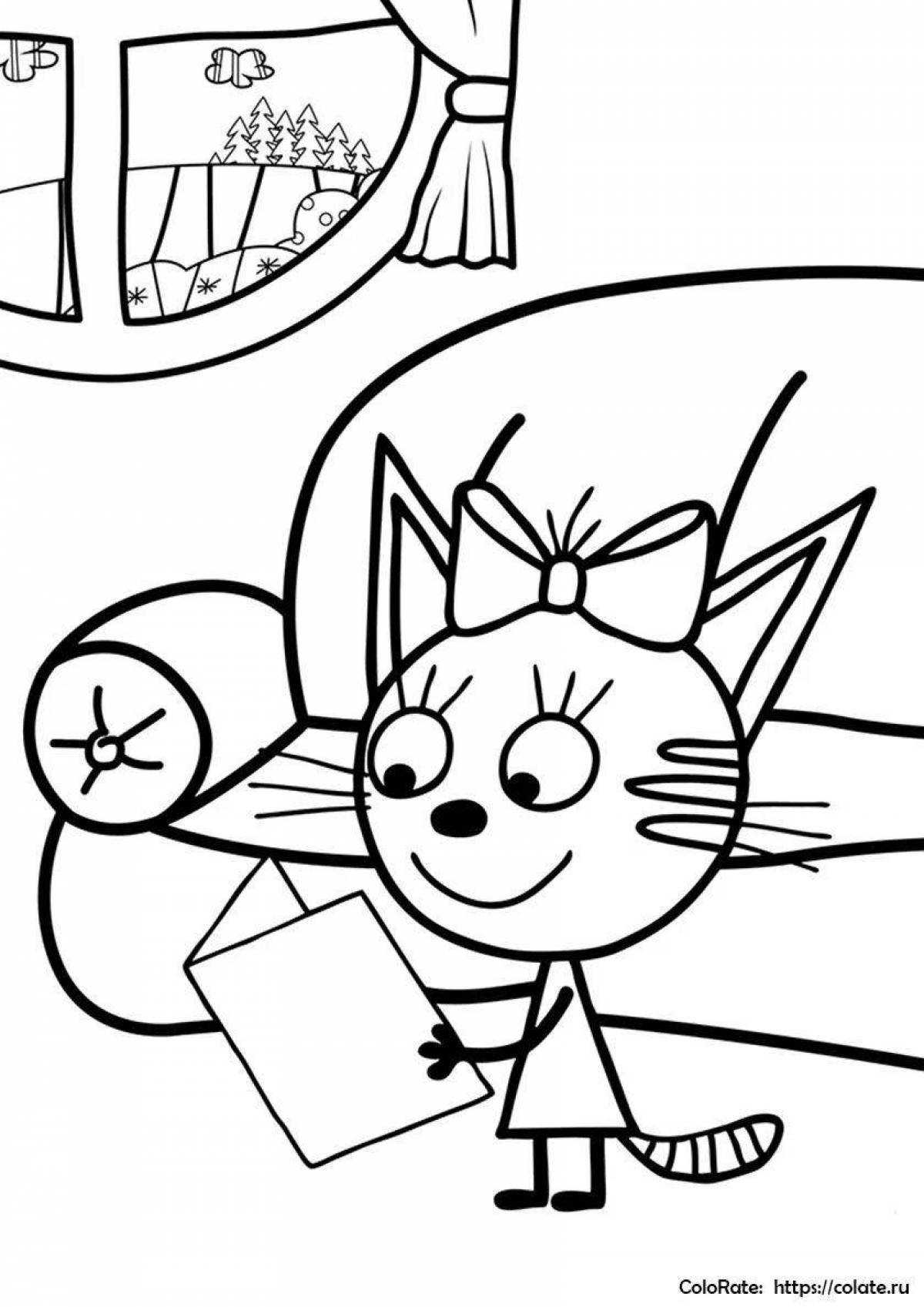 Живая раскраска «три кота карамель»