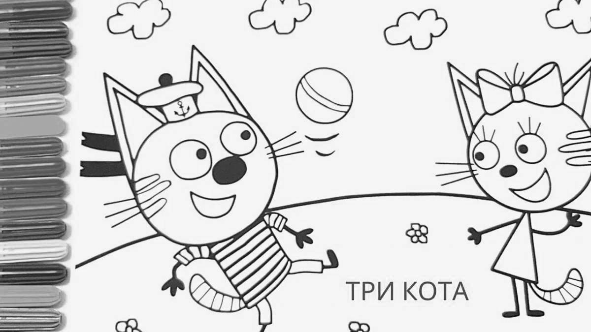 Раскраска splendid three cats caramel