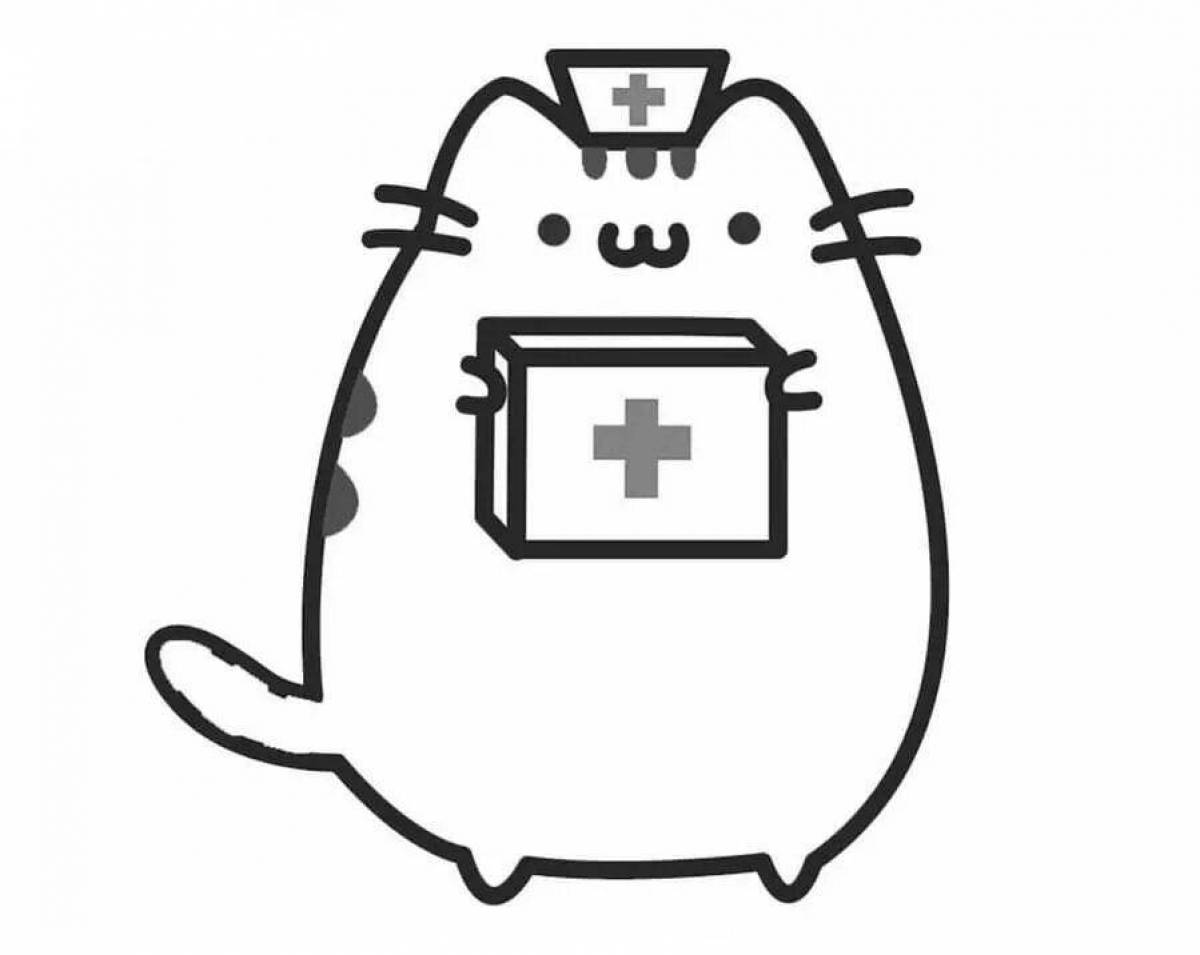 Cute pusheen cat coloring page