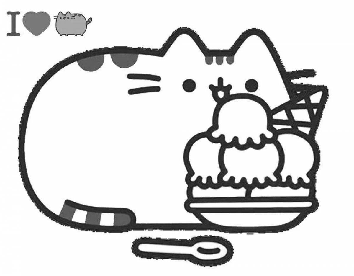 Silly pusheen cat coloring page