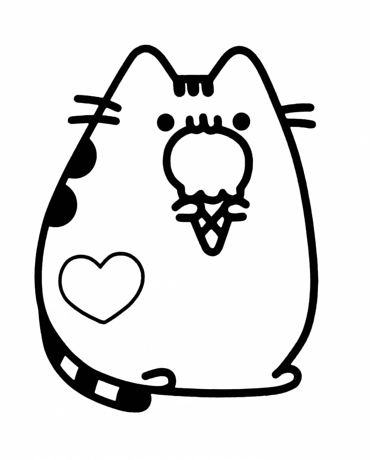 Snuggly pusheen cat coloring page