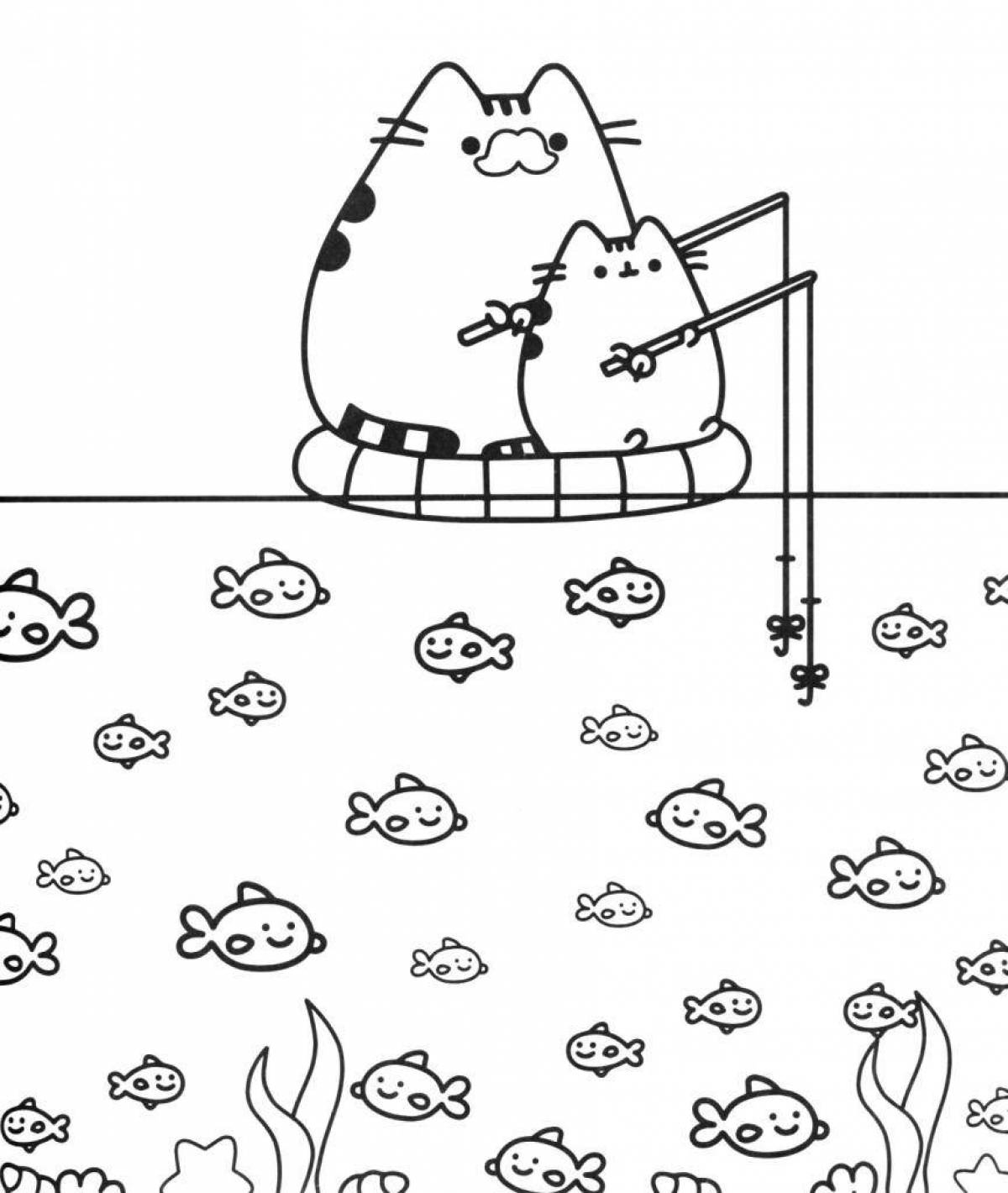 Coloring page cute pusheen cat