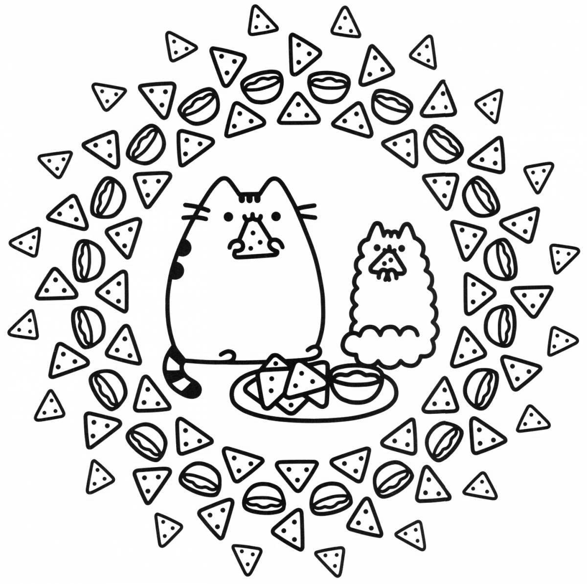 Coloring page fluffy cat Pusheen
