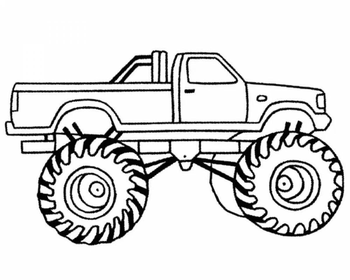Vibrant monster truck coloring page for kids