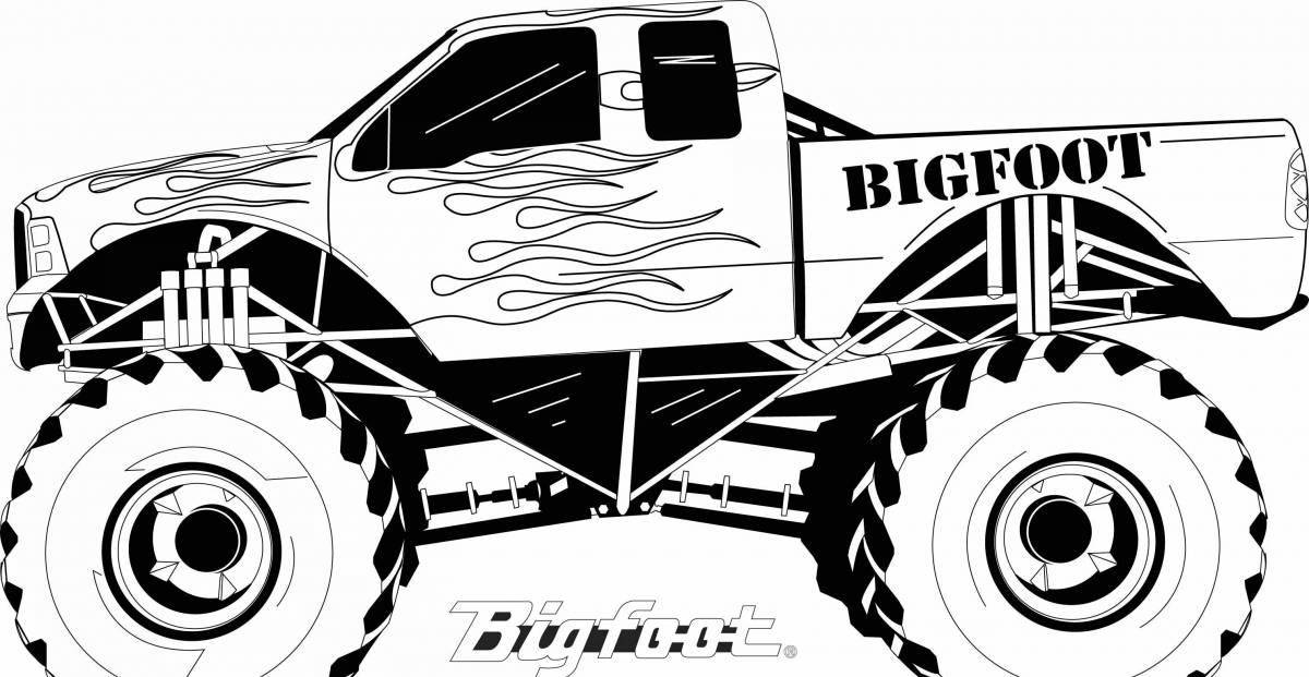 Bold monster truck coloring page for kids