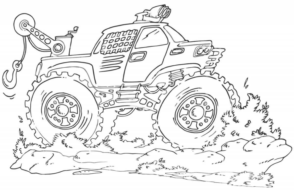 Monster truck fun coloring book for kids