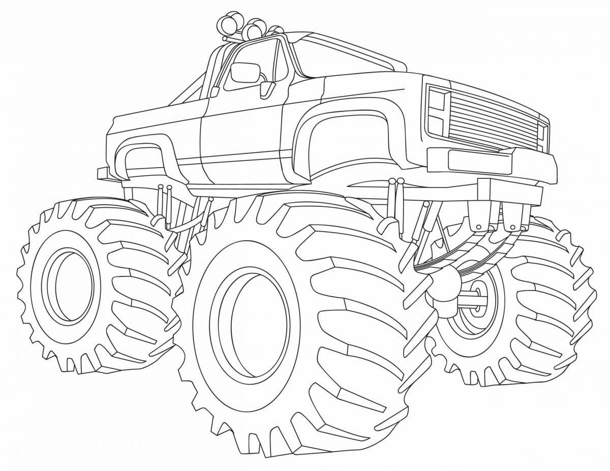 Incredible monster truck coloring book for kids