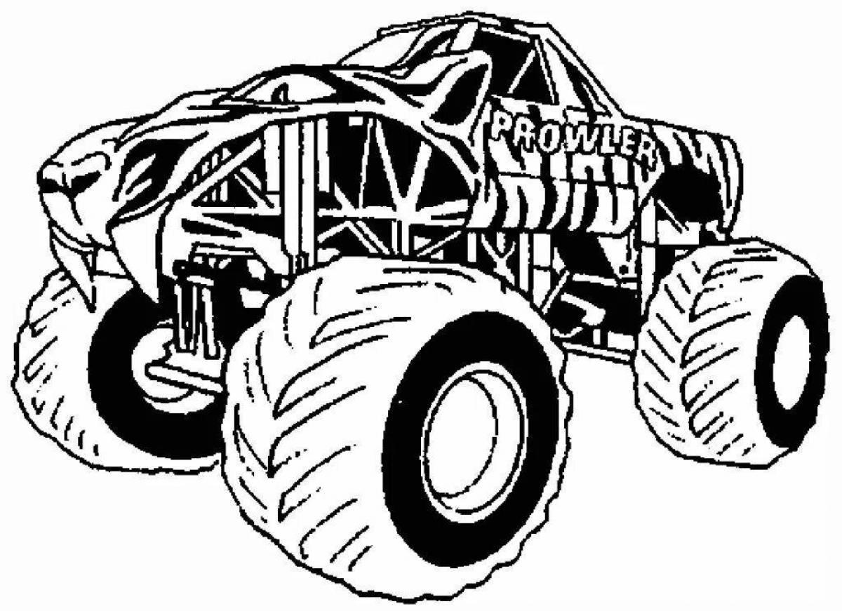 Outstanding monster truck coloring page for kids