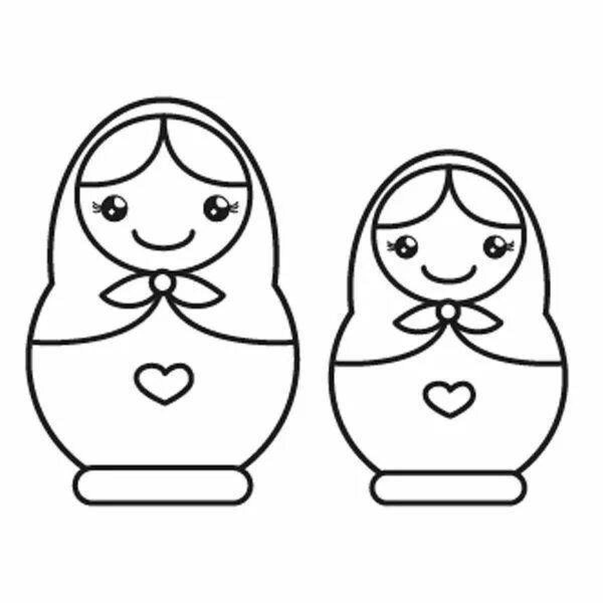 Colorful matryoshka coloring book for toddlers