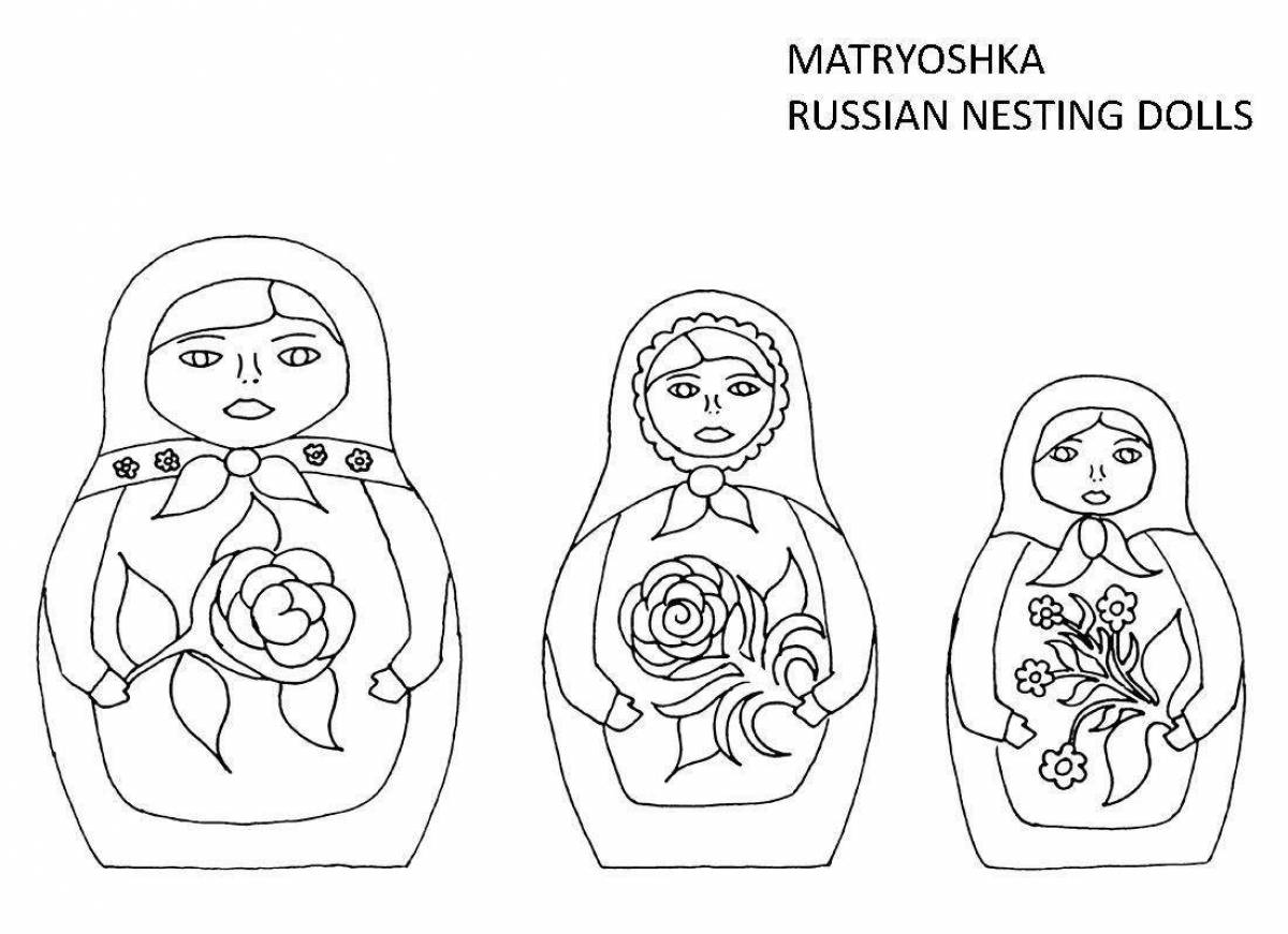 Colorful matryoshka coloring book for preschoolers