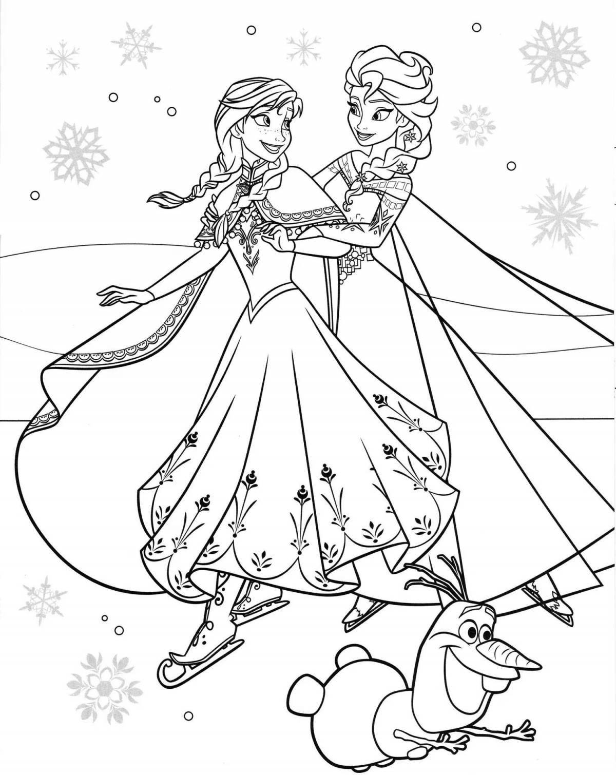 Dramatic coloring frozen anna