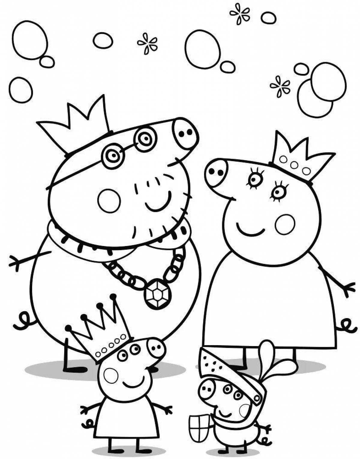 Grinning pig coloring book