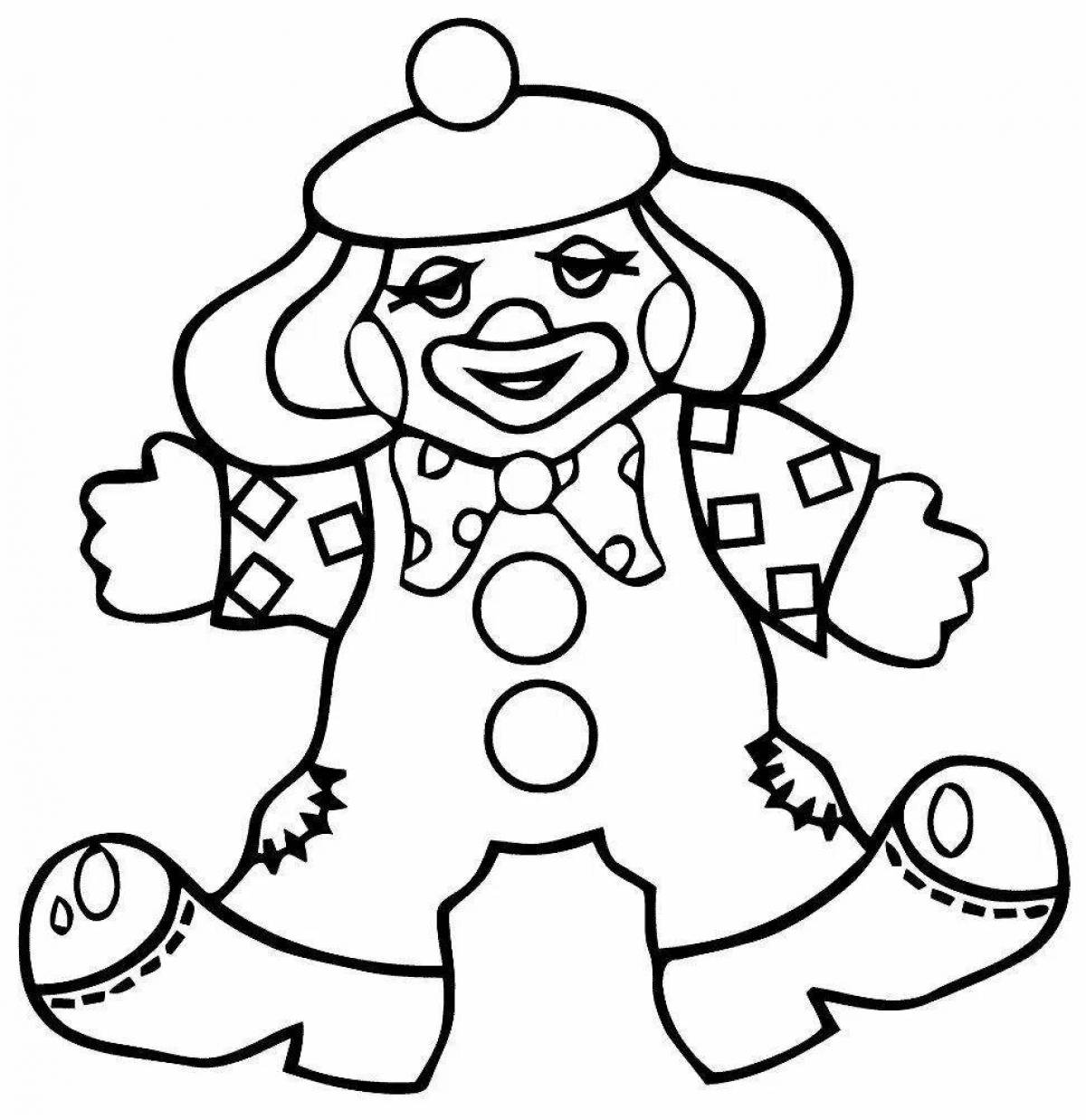 Игривая страница раскраски клоуна для детей