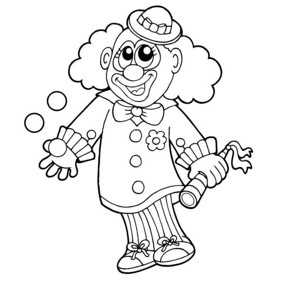Очаровательный клоун-раскраска для детей