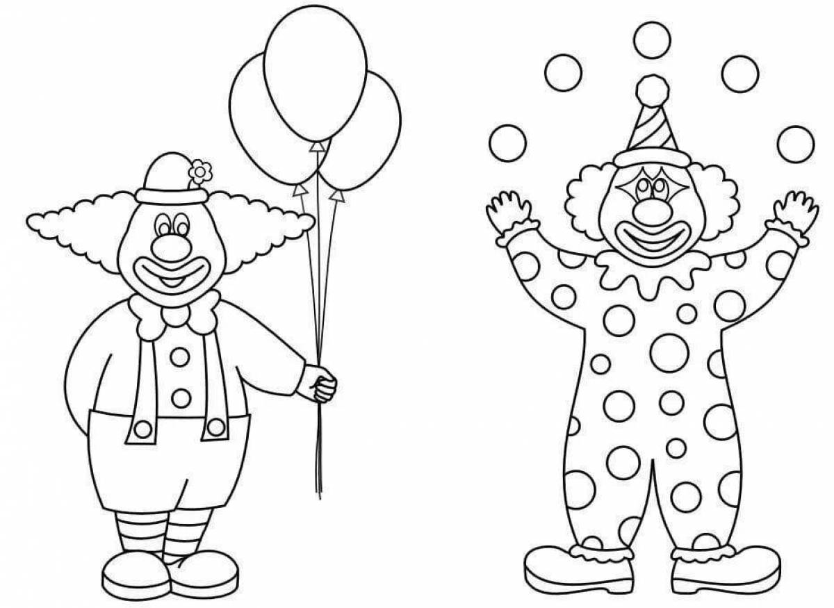 Animated clown coloring page for kids