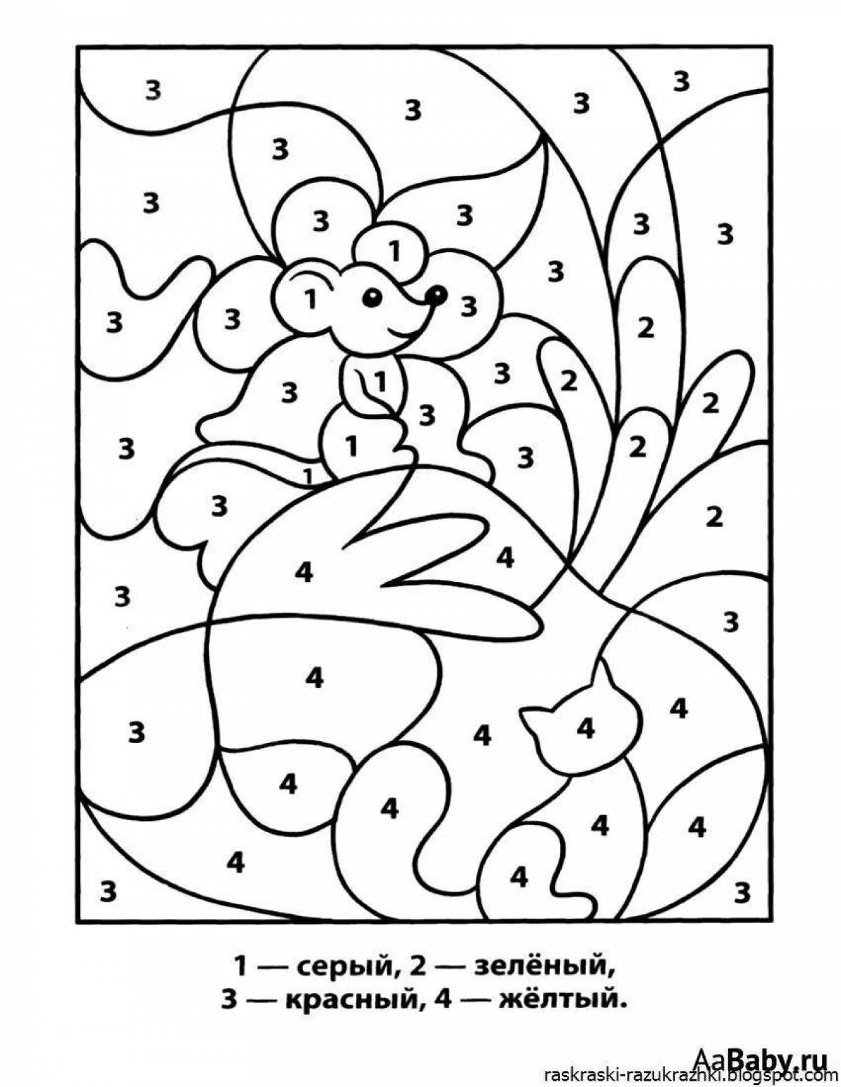 Joyful coloring by numbers for children 4-5 years old