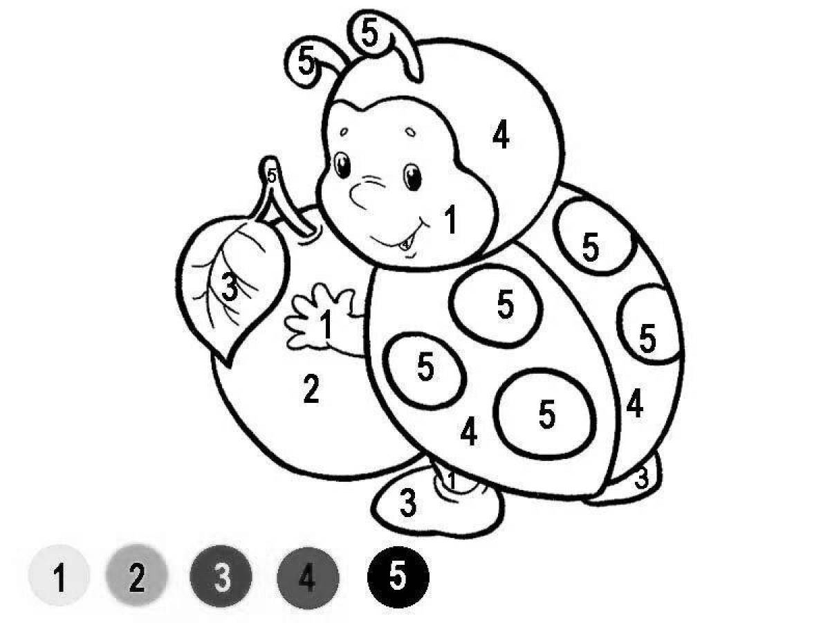 Creative coloring by numbers for 4-5 year olds