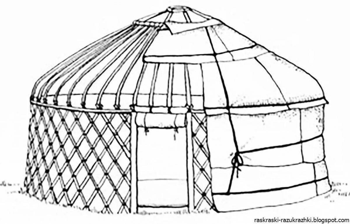 Coloring page charming yurt