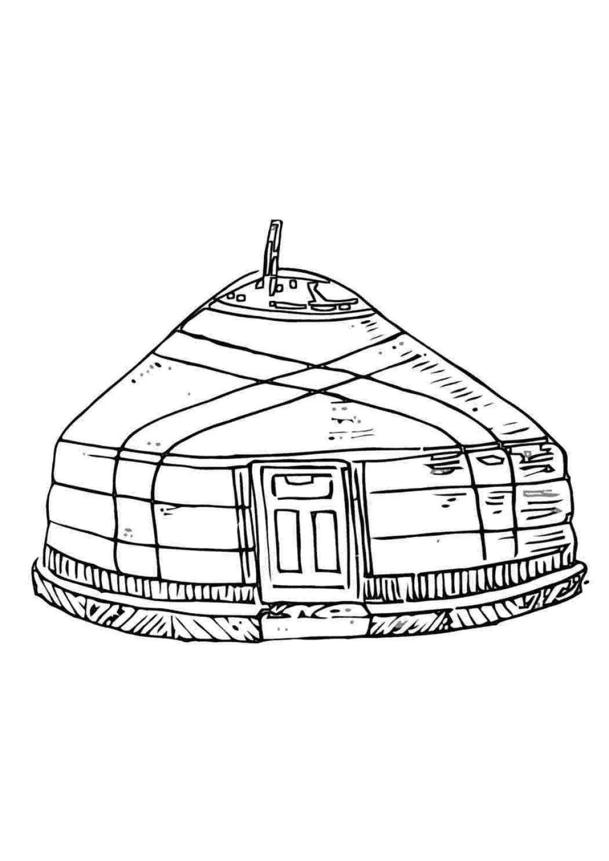 Fancy yurt coloring page