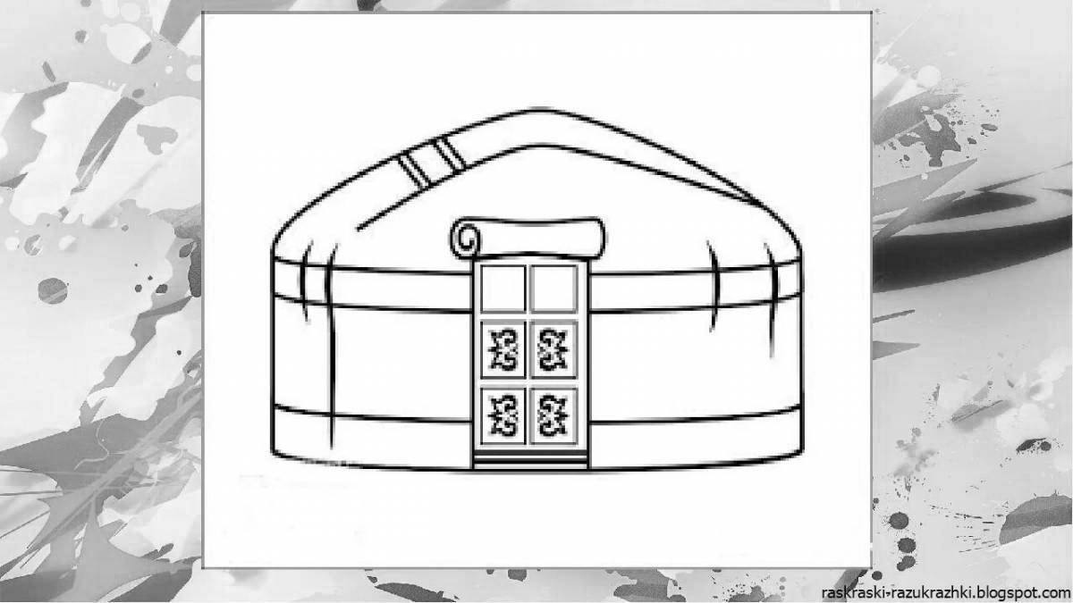 Sparkling yurt coloring page