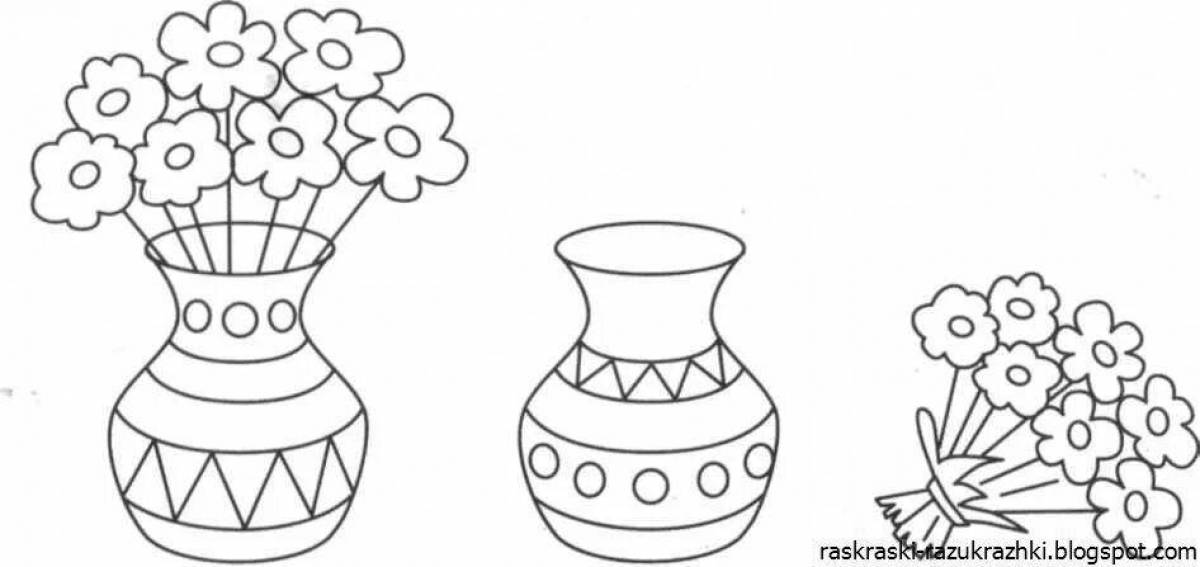 Adorable coloring vase for preschoolers
